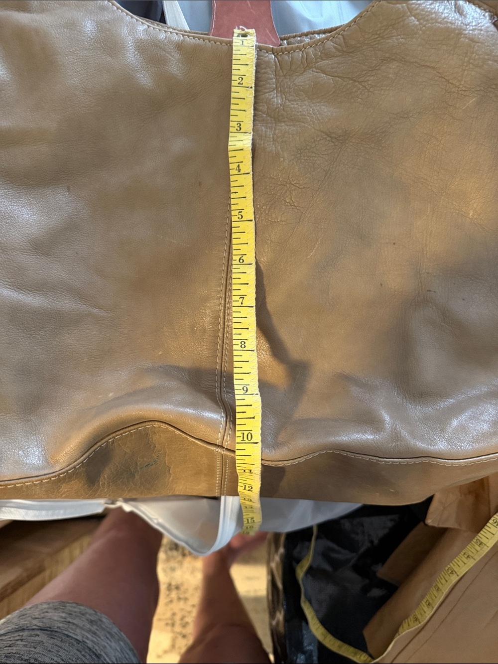 Nardelli Vintage Leather beige Hobo Shoulder Bag - Casual Everyday Tote - Picture 8 of 11